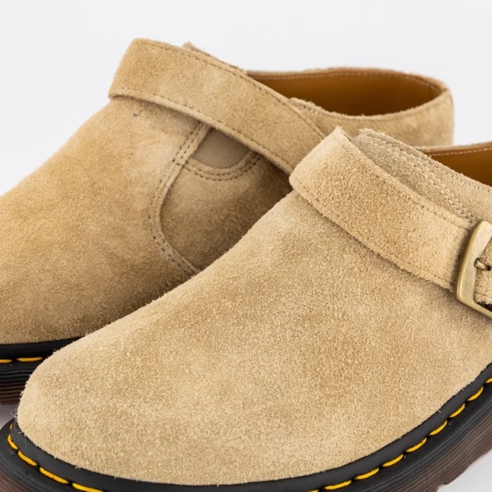 Dr Martens NWT Isham Buckle Oasis Suede Mules in Parchment Desert Oasis Suede - Picture 3 of 9